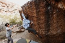 Bouldering in Hueco Tanks on 03/02/2019 with Blue Lizard Climbing and Yoga

Filename: SRM_20190302_1621260.jpg
Aperture: f/5.6
Shutter Speed: 1/250
Body: Canon EOS-1D Mark II
Lens: Canon EF 16-35mm f/2.8 L