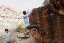 Bouldering in Hueco Tanks on 03/02/2019 with Blue Lizard Climbing and Yoga

Filename: SRM_20190302_1621320.jpg
Aperture: f/5.6
Shutter Speed: 1/250
Body: Canon EOS-1D Mark II
Lens: Canon EF 16-35mm f/2.8 L