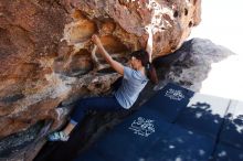 Bouldering in Hueco Tanks on 03/03/2019 with Blue Lizard Climbing and Yoga

Filename: SRM_20190303_1131440.jpg
Aperture: f/5.6
Shutter Speed: 1/250
Body: Canon EOS-1D Mark II
Lens: Canon EF 16-35mm f/2.8 L