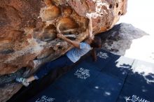 Bouldering in Hueco Tanks on 03/03/2019 with Blue Lizard Climbing and Yoga

Filename: SRM_20190303_1138580.jpg
Aperture: f/5.6
Shutter Speed: 1/250
Body: Canon EOS-1D Mark II
Lens: Canon EF 16-35mm f/2.8 L