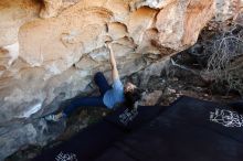 Bouldering in Hueco Tanks on 03/03/2019 with Blue Lizard Climbing and Yoga

Filename: SRM_20190303_1200360.jpg
Aperture: f/4.5
Shutter Speed: 1/200
Body: Canon EOS-1D Mark II
Lens: Canon EF 16-35mm f/2.8 L