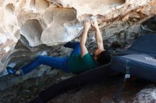 Bouldering in Hueco Tanks on 03/03/2019 with Blue Lizard Climbing and Yoga

Filename: SRM_20190303_1219200.jpg
Aperture: f/4.0
Shutter Speed: 1/250
Body: Canon EOS-1D Mark II
Lens: Canon EF 50mm f/1.8 II