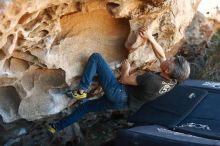 Bouldering in Hueco Tanks on 03/03/2019 with Blue Lizard Climbing and Yoga

Filename: SRM_20190303_1221520.jpg
Aperture: f/3.2
Shutter Speed: 1/500
Body: Canon EOS-1D Mark II
Lens: Canon EF 50mm f/1.8 II
