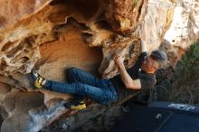 Bouldering in Hueco Tanks on 03/03/2019 with Blue Lizard Climbing and Yoga

Filename: SRM_20190303_1222090.jpg
Aperture: f/3.2
Shutter Speed: 1/800
Body: Canon EOS-1D Mark II
Lens: Canon EF 50mm f/1.8 II