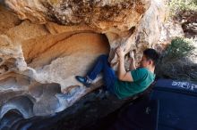 Bouldering in Hueco Tanks on 03/03/2019 with Blue Lizard Climbing and Yoga

Filename: SRM_20190303_1232280.jpg
Aperture: f/5.0
Shutter Speed: 1/640
Body: Canon EOS-1D Mark II
Lens: Canon EF 16-35mm f/2.8 L