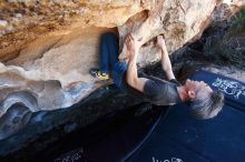 Bouldering in Hueco Tanks on 03/03/2019 with Blue Lizard Climbing and Yoga

Filename: SRM_20190303_1234040.jpg
Aperture: f/5.0
Shutter Speed: 1/500
Body: Canon EOS-1D Mark II
Lens: Canon EF 16-35mm f/2.8 L