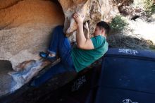 Bouldering in Hueco Tanks on 03/03/2019 with Blue Lizard Climbing and Yoga

Filename: SRM_20190303_1236300.jpg
Aperture: f/5.0
Shutter Speed: 1/640
Body: Canon EOS-1D Mark II
Lens: Canon EF 16-35mm f/2.8 L