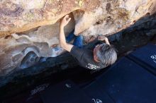 Bouldering in Hueco Tanks on 03/03/2019 with Blue Lizard Climbing and Yoga

Filename: SRM_20190303_1237460.jpg
Aperture: f/5.0
Shutter Speed: 1/400
Body: Canon EOS-1D Mark II
Lens: Canon EF 16-35mm f/2.8 L