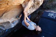 Bouldering in Hueco Tanks on 03/03/2019 with Blue Lizard Climbing and Yoga

Filename: SRM_20190303_1238360.jpg
Aperture: f/5.0
Shutter Speed: 1/500
Body: Canon EOS-1D Mark II
Lens: Canon EF 16-35mm f/2.8 L