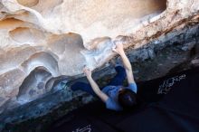 Bouldering in Hueco Tanks on 03/03/2019 with Blue Lizard Climbing and Yoga

Filename: SRM_20190303_1244140.jpg
Aperture: f/5.6
Shutter Speed: 1/80
Body: Canon EOS-1D Mark II
Lens: Canon EF 16-35mm f/2.8 L