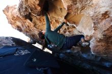 Bouldering in Hueco Tanks on 03/03/2019 with Blue Lizard Climbing and Yoga

Filename: SRM_20190303_1304490.jpg
Aperture: f/5.6
Shutter Speed: 1/250
Body: Canon EOS-1D Mark II
Lens: Canon EF 16-35mm f/2.8 L