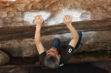 Bouldering in Hueco Tanks on 03/03/2019 with Blue Lizard Climbing and Yoga

Filename: SRM_20190303_1354080.jpg
Aperture: f/2.8
Shutter Speed: 1/250
Body: Canon EOS-1D Mark II
Lens: Canon EF 50mm f/1.8 II