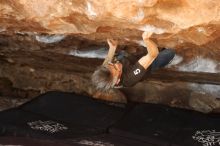 Bouldering in Hueco Tanks on 03/03/2019 with Blue Lizard Climbing and Yoga

Filename: SRM_20190303_1416100.jpg
Aperture: f/2.8
Shutter Speed: 1/250
Body: Canon EOS-1D Mark II
Lens: Canon EF 50mm f/1.8 II