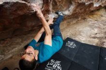 Bouldering in Hueco Tanks on 03/08/2019 with Blue Lizard Climbing and Yoga

Filename: SRM_20190308_1301340.jpg
Aperture: f/5.6
Shutter Speed: 1/250
Body: Canon EOS-1D Mark II
Lens: Canon EF 16-35mm f/2.8 L