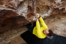 Bouldering in Hueco Tanks on 03/08/2019 with Blue Lizard Climbing and Yoga

Filename: SRM_20190308_1307590.jpg
Aperture: f/5.6
Shutter Speed: 1/320
Body: Canon EOS-1D Mark II
Lens: Canon EF 16-35mm f/2.8 L
