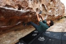 Bouldering in Hueco Tanks on 03/08/2019 with Blue Lizard Climbing and Yoga

Filename: SRM_20190308_1310300.jpg
Aperture: f/5.0
Shutter Speed: 1/250
Body: Canon EOS-1D Mark II
Lens: Canon EF 16-35mm f/2.8 L