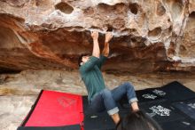 Bouldering in Hueco Tanks on 03/08/2019 with Blue Lizard Climbing and Yoga

Filename: SRM_20190308_1310440.jpg
Aperture: f/5.0
Shutter Speed: 1/250
Body: Canon EOS-1D Mark II
Lens: Canon EF 16-35mm f/2.8 L