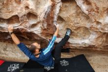 Bouldering in Hueco Tanks on 03/08/2019 with Blue Lizard Climbing and Yoga

Filename: SRM_20190308_1320480.jpg
Aperture: f/5.6
Shutter Speed: 1/200
Body: Canon EOS-1D Mark II
Lens: Canon EF 16-35mm f/2.8 L