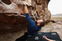 Bouldering in Hueco Tanks on 03/08/2019 with Blue Lizard Climbing and Yoga

Filename: SRM_20190308_1330290.jpg
Aperture: f/5.6
Shutter Speed: 1/250
Body: Canon EOS-1D Mark II
Lens: Canon EF 16-35mm f/2.8 L