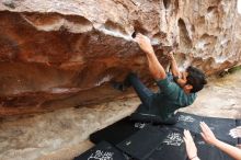 Bouldering in Hueco Tanks on 03/08/2019 with Blue Lizard Climbing and Yoga

Filename: SRM_20190308_1333150.jpg
Aperture: f/5.6
Shutter Speed: 1/250
Body: Canon EOS-1D Mark II
Lens: Canon EF 16-35mm f/2.8 L