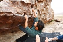 Bouldering in Hueco Tanks on 03/08/2019 with Blue Lizard Climbing and Yoga

Filename: SRM_20190308_1333300.jpg
Aperture: f/5.6
Shutter Speed: 1/250
Body: Canon EOS-1D Mark II
Lens: Canon EF 16-35mm f/2.8 L