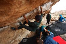 Bouldering in Hueco Tanks on 03/08/2019 with Blue Lizard Climbing and Yoga

Filename: SRM_20190308_1430210.jpg
Aperture: f/5.6
Shutter Speed: 1/250
Body: Canon EOS-1D Mark II
Lens: Canon EF 16-35mm f/2.8 L