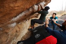 Bouldering in Hueco Tanks on 03/08/2019 with Blue Lizard Climbing and Yoga

Filename: SRM_20190308_1430350.jpg
Aperture: f/5.6
Shutter Speed: 1/320
Body: Canon EOS-1D Mark II
Lens: Canon EF 16-35mm f/2.8 L