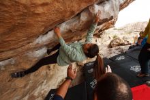 Bouldering in Hueco Tanks on 03/08/2019 with Blue Lizard Climbing and Yoga

Filename: SRM_20190308_1433240.jpg
Aperture: f/5.6
Shutter Speed: 1/250
Body: Canon EOS-1D Mark II
Lens: Canon EF 16-35mm f/2.8 L