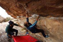 Bouldering in Hueco Tanks on 03/08/2019 with Blue Lizard Climbing and Yoga

Filename: SRM_20190308_1453240.jpg
Aperture: f/5.0
Shutter Speed: 1/250
Body: Canon EOS-1D Mark II
Lens: Canon EF 16-35mm f/2.8 L