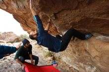 Bouldering in Hueco Tanks on 03/08/2019 with Blue Lizard Climbing and Yoga

Filename: SRM_20190308_1453300.jpg
Aperture: f/5.0
Shutter Speed: 1/250
Body: Canon EOS-1D Mark II
Lens: Canon EF 16-35mm f/2.8 L