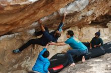 Bouldering in Hueco Tanks on 03/08/2019 with Blue Lizard Climbing and Yoga

Filename: SRM_20190308_1510060.jpg
Aperture: f/2.8
Shutter Speed: 1/400
Body: Canon EOS-1D Mark II
Lens: Canon EF 50mm f/1.8 II