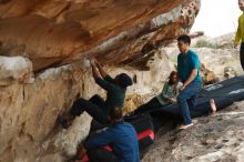 Bouldering in Hueco Tanks on 03/08/2019 with Blue Lizard Climbing and Yoga

Filename: SRM_20190308_1515490.jpg
Aperture: f/2.8
Shutter Speed: 1/400
Body: Canon EOS-1D Mark II
Lens: Canon EF 50mm f/1.8 II