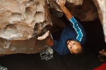 Bouldering in Hueco Tanks on 03/08/2019 with Blue Lizard Climbing and Yoga

Filename: SRM_20190308_1634540.jpg
Aperture: f/2.5
Shutter Speed: 1/160
Body: Canon EOS-1D Mark II
Lens: Canon EF 50mm f/1.8 II