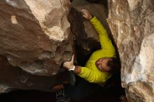 Bouldering in Hueco Tanks on 03/08/2019 with Blue Lizard Climbing and Yoga

Filename: SRM_20190308_1638410.jpg
Aperture: f/2.8
Shutter Speed: 1/320
Body: Canon EOS-1D Mark II
Lens: Canon EF 50mm f/1.8 II