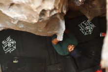 Bouldering in Hueco Tanks on 03/08/2019 with Blue Lizard Climbing and Yoga

Filename: SRM_20190308_1644370.jpg
Aperture: f/2.5
Shutter Speed: 1/100
Body: Canon EOS-1D Mark II
Lens: Canon EF 50mm f/1.8 II