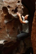 Bouldering in Hueco Tanks on 03/08/2019 with Blue Lizard Climbing and Yoga

Filename: SRM_20190308_1655120.jpg
Aperture: f/2.5
Shutter Speed: 1/160
Body: Canon EOS-1D Mark II
Lens: Canon EF 50mm f/1.8 II