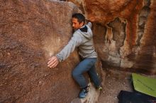 Bouldering in Hueco Tanks on 03/09/2019 with Blue Lizard Climbing and Yoga

Filename: SRM_20190309_1301030.jpg
Aperture: f/5.6
Shutter Speed: 1/250
Body: Canon EOS-1D Mark II
Lens: Canon EF 16-35mm f/2.8 L