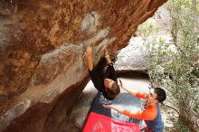 Bouldering in Hueco Tanks on 03/09/2019 with Blue Lizard Climbing and Yoga

Filename: SRM_20190309_1412321.jpg
Aperture: f/5.6
Shutter Speed: 1/250
Body: Canon EOS-1D Mark II
Lens: Canon EF 16-35mm f/2.8 L