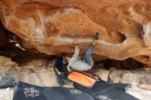 Bouldering in Hueco Tanks on 03/09/2019 with Blue Lizard Climbing and Yoga

Filename: SRM_20190309_1614340.jpg
Aperture: f/5.6
Shutter Speed: 1/160
Body: Canon EOS-1D Mark II
Lens: Canon EF 16-35mm f/2.8 L