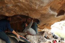 Bouldering in Hueco Tanks on 03/09/2019 with Blue Lizard Climbing and Yoga

Filename: SRM_20190309_1620540.jpg
Aperture: f/4.0
Shutter Speed: 1/320
Body: Canon EOS-1D Mark II
Lens: Canon EF 50mm f/1.8 II