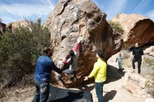 Bouldering in Hueco Tanks on 03/09/2019 with Blue Lizard Climbing and Yoga

Filename: SRM_20190309_1126250.jpg
Aperture: f/4.0
Shutter Speed: 1/1000
Body: Canon EOS-1D Mark II
Lens: Canon EF 16-35mm f/2.8 L