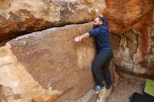 Bouldering in Hueco Tanks on 03/09/2019 with Blue Lizard Climbing and Yoga

Filename: SRM_20190309_1218140.jpg
Aperture: f/5.6
Shutter Speed: 1/160
Body: Canon EOS-1D Mark II
Lens: Canon EF 16-35mm f/2.8 L