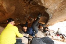Bouldering in Hueco Tanks on 03/09/2019 with Blue Lizard Climbing and Yoga

Filename: SRM_20190309_1515290.jpg
Aperture: f/5.0
Shutter Speed: 1/250
Body: Canon EOS-1D Mark II
Lens: Canon EF 16-35mm f/2.8 L