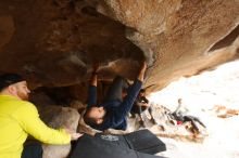 Bouldering in Hueco Tanks on 03/09/2019 with Blue Lizard Climbing and Yoga

Filename: SRM_20190309_1515370.jpg
Aperture: f/5.0
Shutter Speed: 1/400
Body: Canon EOS-1D Mark II
Lens: Canon EF 16-35mm f/2.8 L