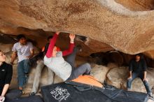 Bouldering in Hueco Tanks on 03/09/2019 with Blue Lizard Climbing and Yoga

Filename: SRM_20190309_1536120.jpg
Aperture: f/5.6
Shutter Speed: 1/250
Body: Canon EOS-1D Mark II
Lens: Canon EF 16-35mm f/2.8 L