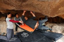 Bouldering in Hueco Tanks on 03/09/2019 with Blue Lizard Climbing and Yoga

Filename: SRM_20190309_1543520.jpg
Aperture: f/5.6
Shutter Speed: 1/250
Body: Canon EOS-1D Mark II
Lens: Canon EF 16-35mm f/2.8 L