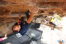 Bouldering in Hueco Tanks on 03/09/2019 with Blue Lizard Climbing and Yoga

Filename: SRM_20190309_1651070.jpg
Aperture: f/5.6
Shutter Speed: 1/200
Body: Canon EOS-1D Mark II
Lens: Canon EF 16-35mm f/2.8 L