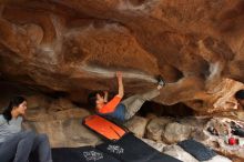 Bouldering in Hueco Tanks on 03/09/2019 with Blue Lizard Climbing and Yoga

Filename: SRM_20190309_1656480.jpg
Aperture: f/5.6
Shutter Speed: 1/250
Body: Canon EOS-1D Mark II
Lens: Canon EF 16-35mm f/2.8 L