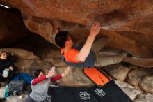 Bouldering in Hueco Tanks on 03/09/2019 with Blue Lizard Climbing and Yoga

Filename: SRM_20190309_1657130.jpg
Aperture: f/5.6
Shutter Speed: 1/250
Body: Canon EOS-1D Mark II
Lens: Canon EF 16-35mm f/2.8 L