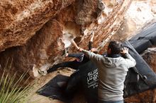 Bouldering in Hueco Tanks on 03/10/2019 with Blue Lizard Climbing and Yoga

Filename: SRM_20190310_1048550.jpg
Aperture: f/5.6
Shutter Speed: 1/100
Body: Canon EOS-1D Mark II
Lens: Canon EF 16-35mm f/2.8 L